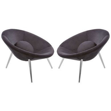 Arto Black Velvet Upholstered Accent Chair In Pair