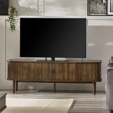 Arya Wooden TV Stand With 2 Sliding Doors In Rich Dark Oak Effect