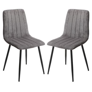 Belfast Straight Stitch Grey Fabric Dining Chairs In Pair