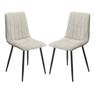 Belfast Straight Stitch Light Grey Cord Fabric Dining Chairs In Pair