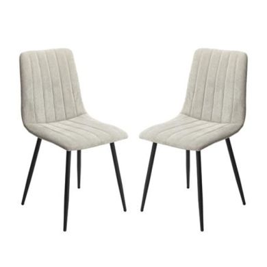 Aspen Straight Stitch Light Grey Cord Fabric Dining Chairs In Pair