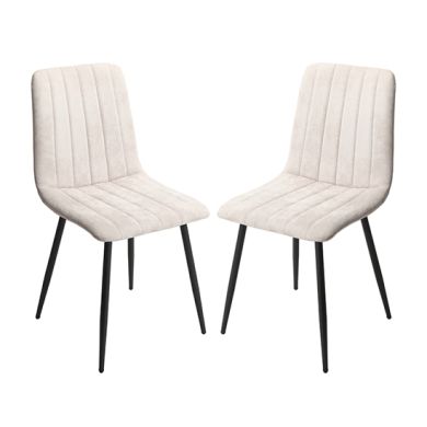 Belfast Straight Stitch Natural Fabric Dining Chairs In Pair