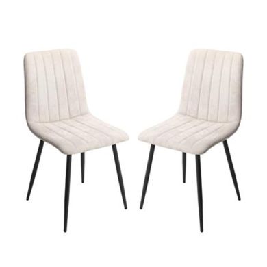 Aspen Straight Stitch Natural Fabric Dining Chairs In Pair