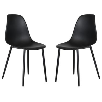 Berlin Curve Black Plastic Seat Dining Chairs In Pair