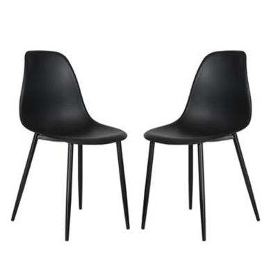 Aspen Black Plastic Curve Dining Chairs In Pair