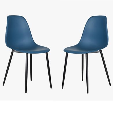 Berlin Curve Blue Plastic Seat Dining Chairs In Pair