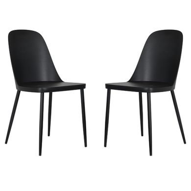 Berlin Duo Black Plastic Seat Dining Chairs In Pair