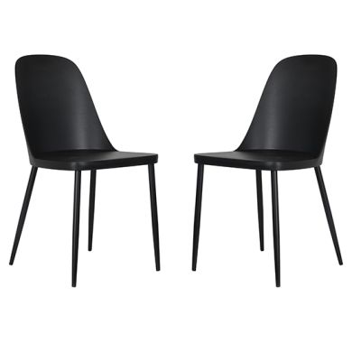 Berlin Duo Black Plastic Seat Dining Chairs In Pair