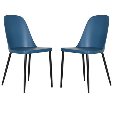 Berlin Duo Blue Plastic Seat Dining Chairs In Pair
