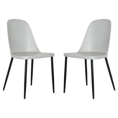 Berlin Duo Light Grey Plastic Seat Dining Chairs In Pair