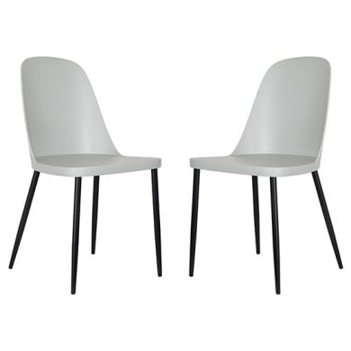 Berlin Duo Light Grey Plastic Seat Dining Chairs In Pair