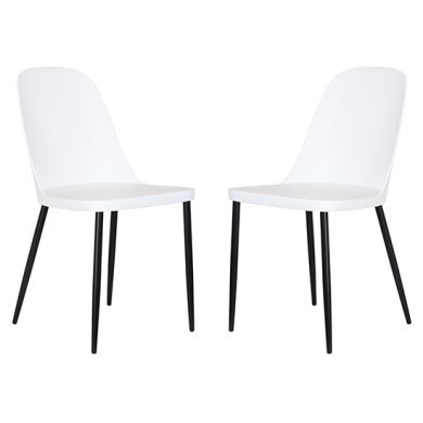 Berlin Duo White Plastic Seat Dining Chairs In Pair