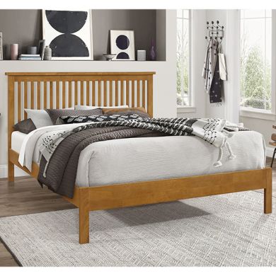 Ascot Wooden King Size Bed In Honey Oak