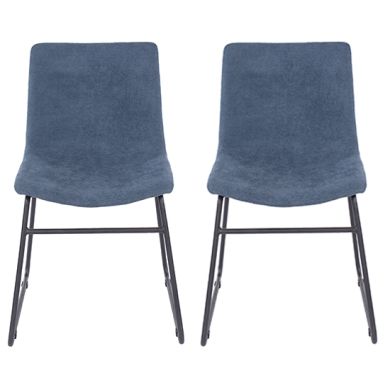 Aspen Blue Fabric Dining Chairs With Black Metal Legs In Pair