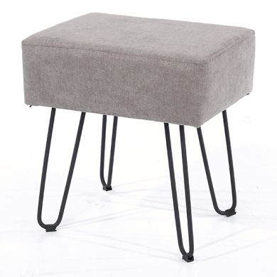 Aspen Faux Leather Rectangular Stool In Grey With Black Metal Legs