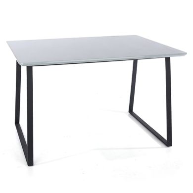 Aspen Rectangular Dining Table In Grey High Gloss With Metal Legs