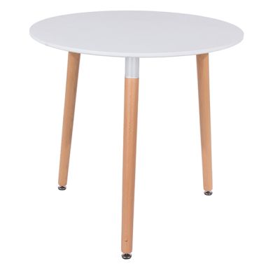 Aspen Round Dining Table In White With Oak Wooden Legs