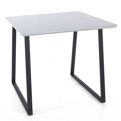 Aspen Square Dining Table In Grey High Gloss With Metal Legs