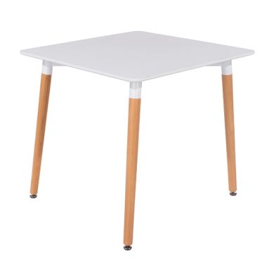 Aspen Square Dining Table In White With Oak Wooden Legs