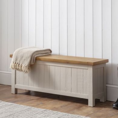 Aspen Wooden Seating Storage Bench In Grey Wash