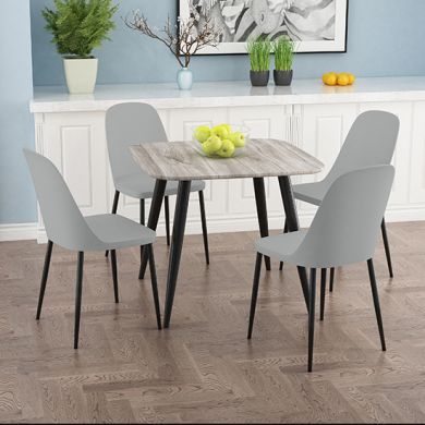 Craven Square Grey Oak Effect Dining Table With 4 Berlin Duo Light Grey Chairs