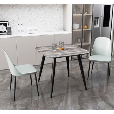 Aspen Grey Oak Square Dining Table With 2 Grey Duo Plastic Chairs