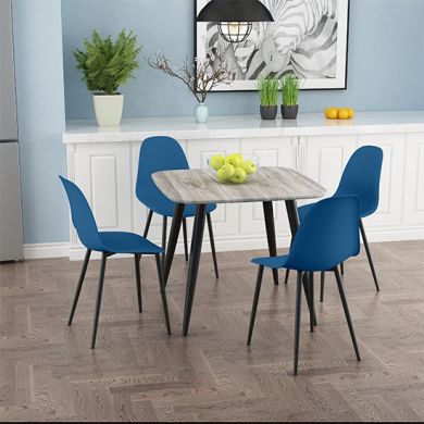 Aspen Grey Oak Square Dining Table With 4 Blue Curve Plastic Chairs