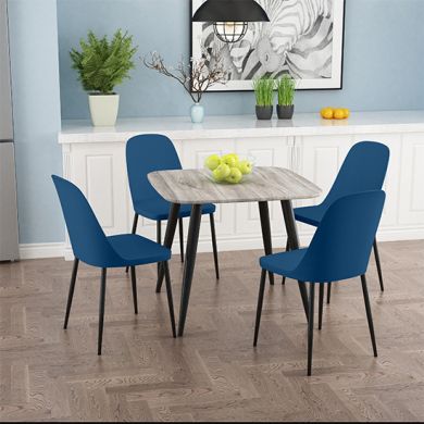 Aspen Grey Oak Square Dining Table With 4 Blue Duo Plastic Chairs