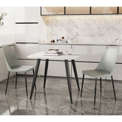 Aspen White Square Dining Table With 2 Grey Duo Plastic Chairs