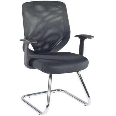 Atlanta Mesh Back Fabric Seat Visitors Office Chair In Black
