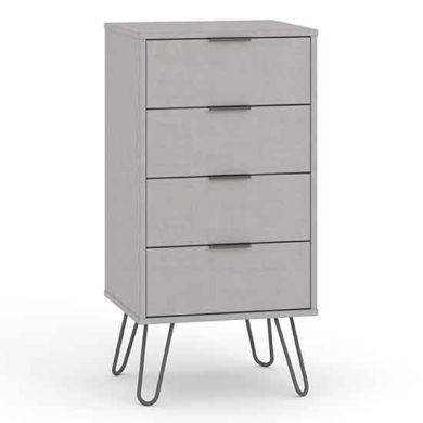 Augusta Narrow Wooden Chest Of Drawers With 4 Drawers In Grey