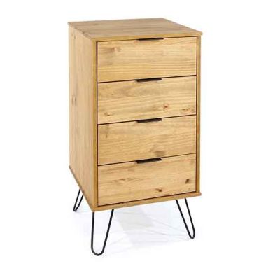 Augusta Narrow Wooden Chest Of Drawers With 4 Drawers In Pine