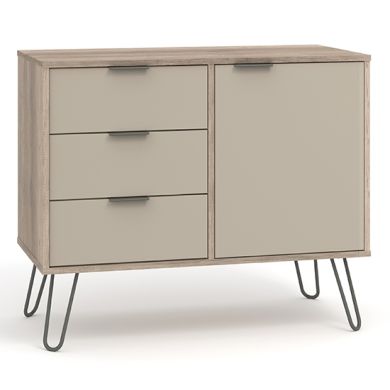 Augusta Small Wooden 1 Door And 3 Drawers Sideboard In Driftwood