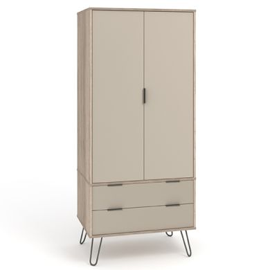 Augusta Wooden 2 Doors And 2 Drawers Wardrobe In Driftwood
