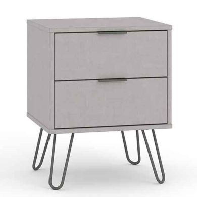 Augusta Wooden 2 Drawers Bedside Cabinet In Grey