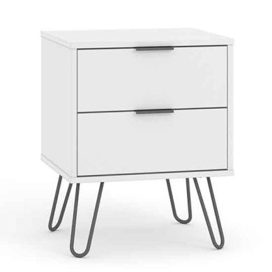 Augusta Wooden 2 Drawers Bedside Cabinet In White