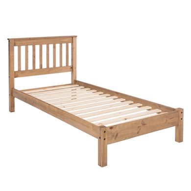 Augusta Wooden Slatted Low End Single Bed In Antique Wax