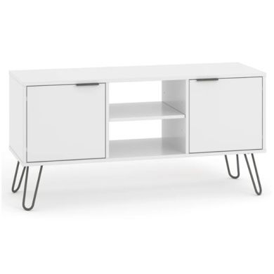 Augusta Wooden TV Stand In White With 2 Doors And 1 Shelf