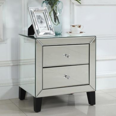 Augustina Mirrored Bedside Cabinet With 2 Drawers