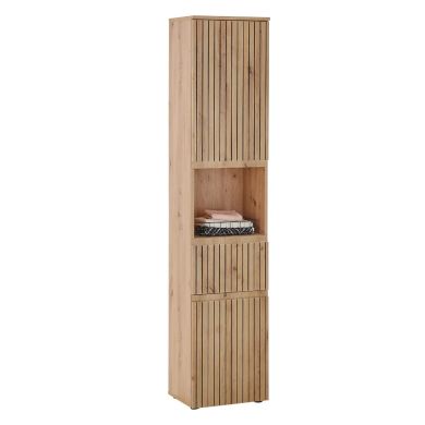Austin Tall Wooden Bathroom Storage Cabinet With 2 Doors In Natural