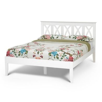 Autumn Wooden Double Bed In Opal White