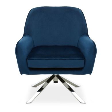 Avery Velvet Upholstered Armchair In Midnight Blue