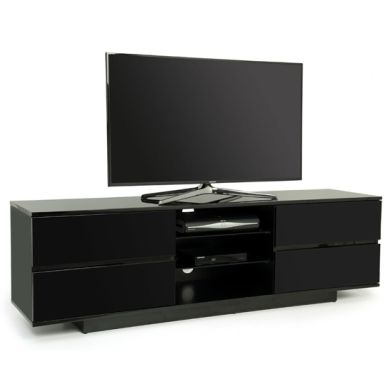 Avitus Ultra Wooden TV Stand In Black High Gloss With 4 Drawers