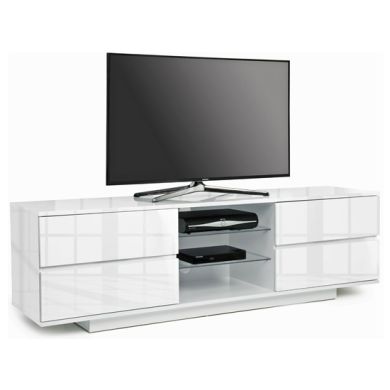 Avitus Ultra Wooden TV Stand In White High Gloss With 4 Drawers