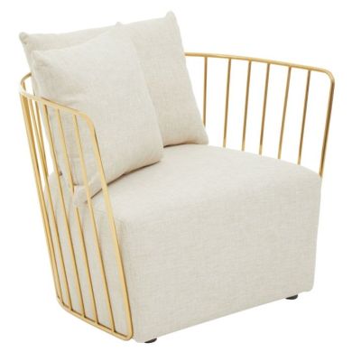 Azalea Natural Fabric Upholstered Armchair With Two Pillows