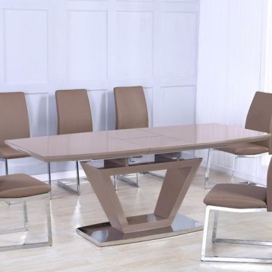 Azore Extending Dining Table In Cappuccino High Gloss