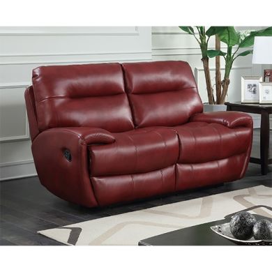 Bailey Recliner LeatherGel And PU 2 Seater Sofa In Wine Red
