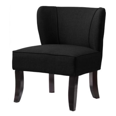 Bambrook Fabric Chair In Black With Dark Brown Wooden Legs