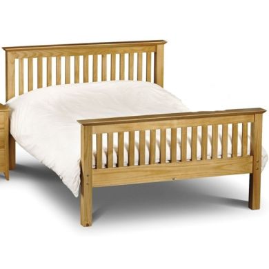 Barcelona Wooden High Foot End King Size Bed In Pine