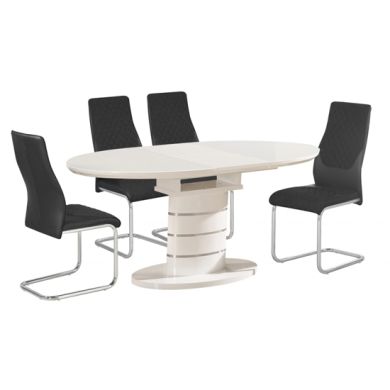 Bearwood Extending Wooden Dining Table In White High Gloss With 6 Chairs